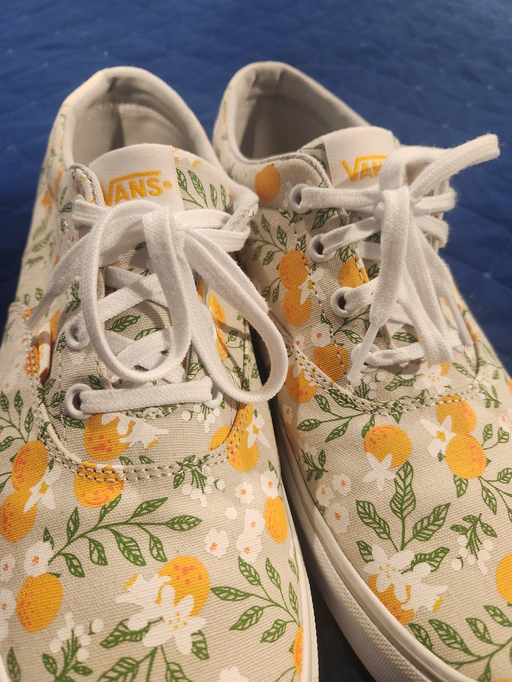 Vans Oranges Print Canvas Sneakers - White with Orange & Green Women's 10.5